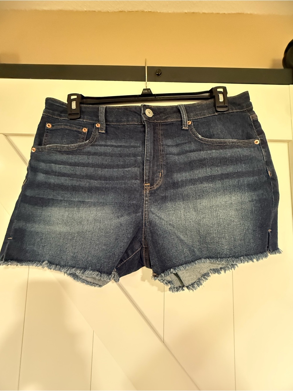 No Boundaries Dark Blue Denim Frayed Hem Shorts